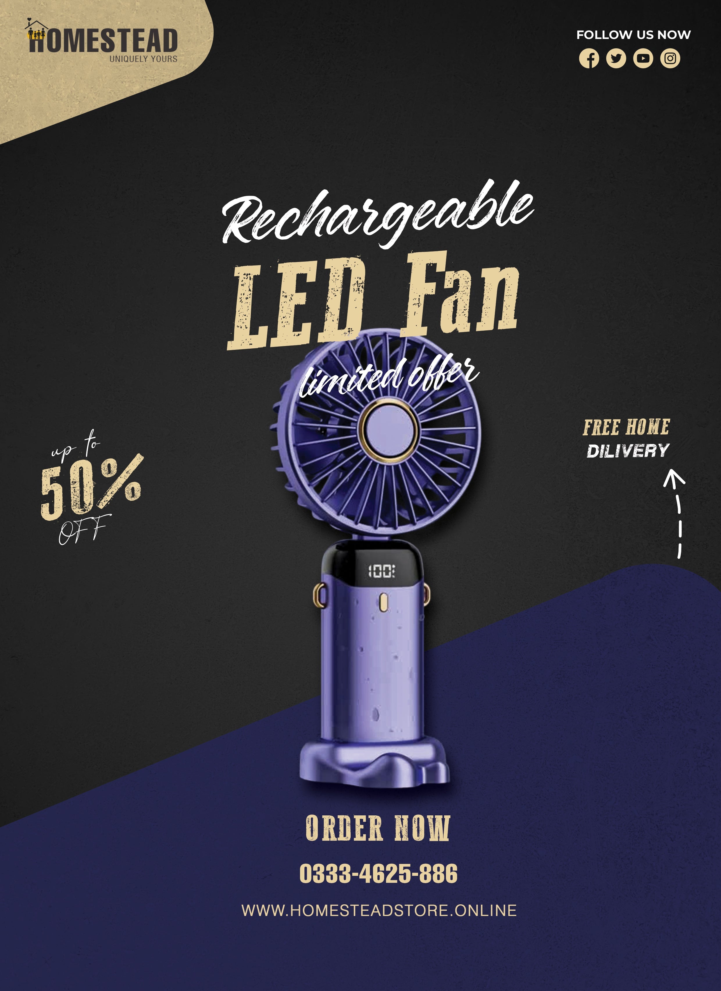 LED Rechargeable Fan