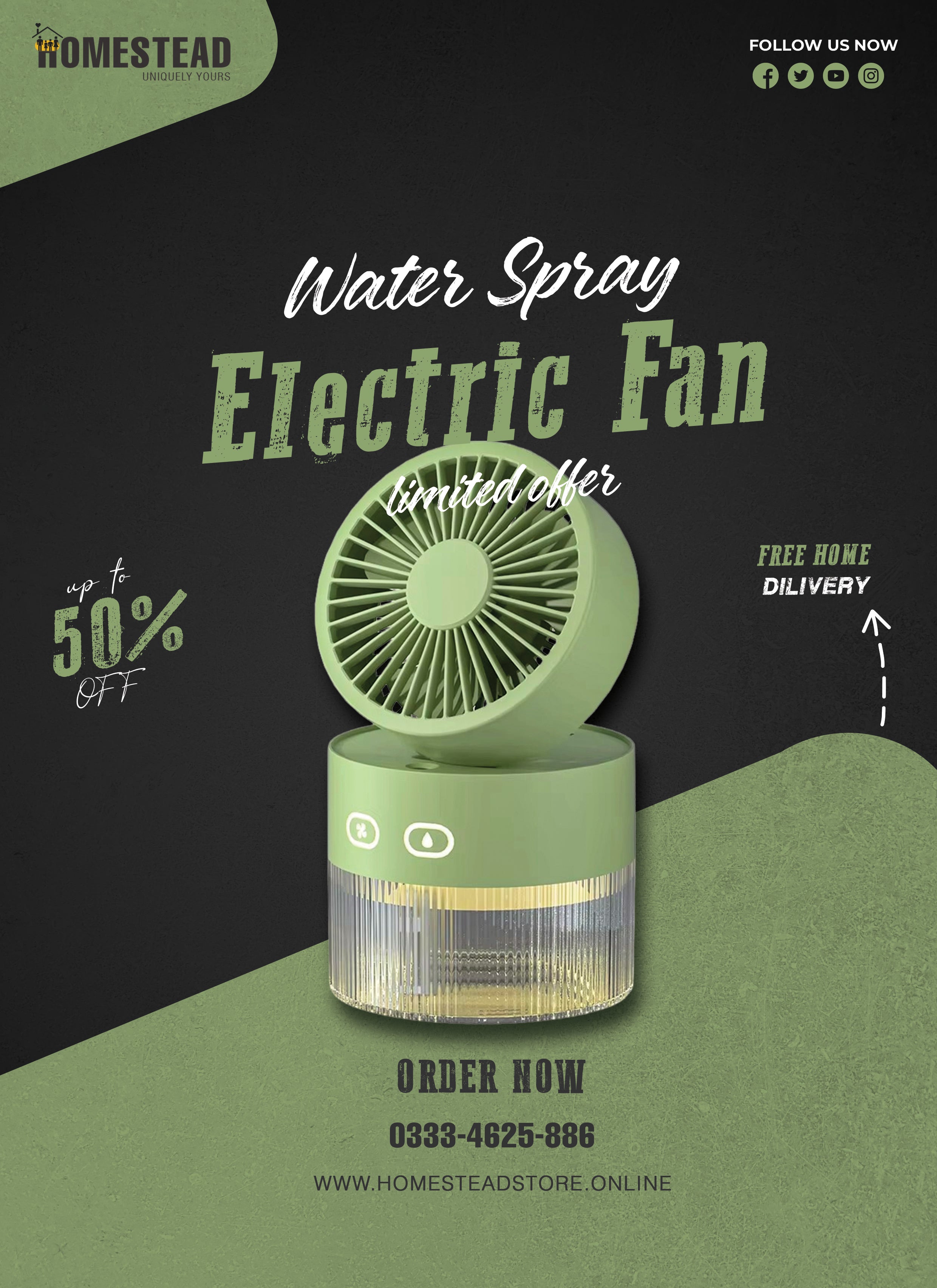 Portable Water Spray Mist Electric Fan