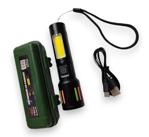 COB LED 3 Modes Mini USB Rechargeable Flashlight Torch Zoom Lamp