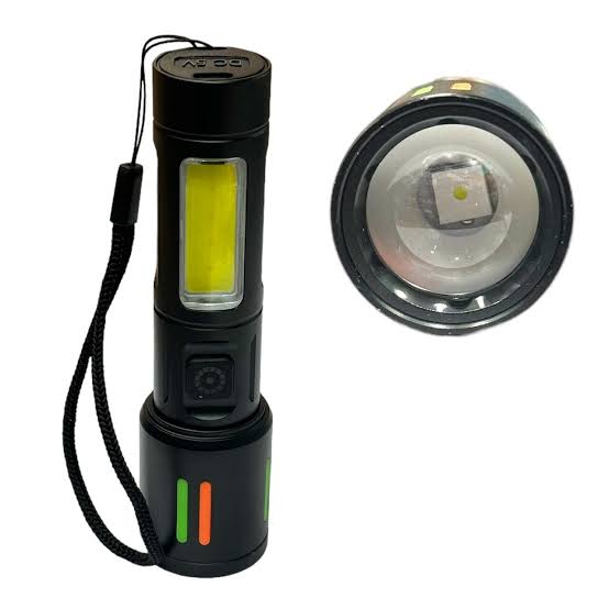 COB LED 3 Modes Mini USB Rechargeable Flashlight Torch Zoom Lamp