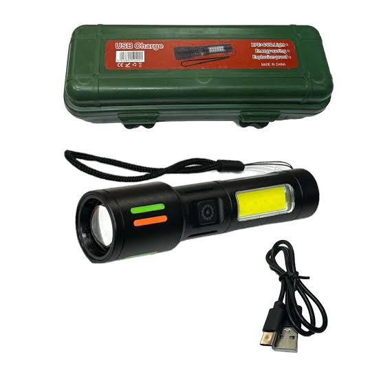 COB LED 3 Modes Mini USB Rechargeable Flashlight Torch Zoom Lamp
