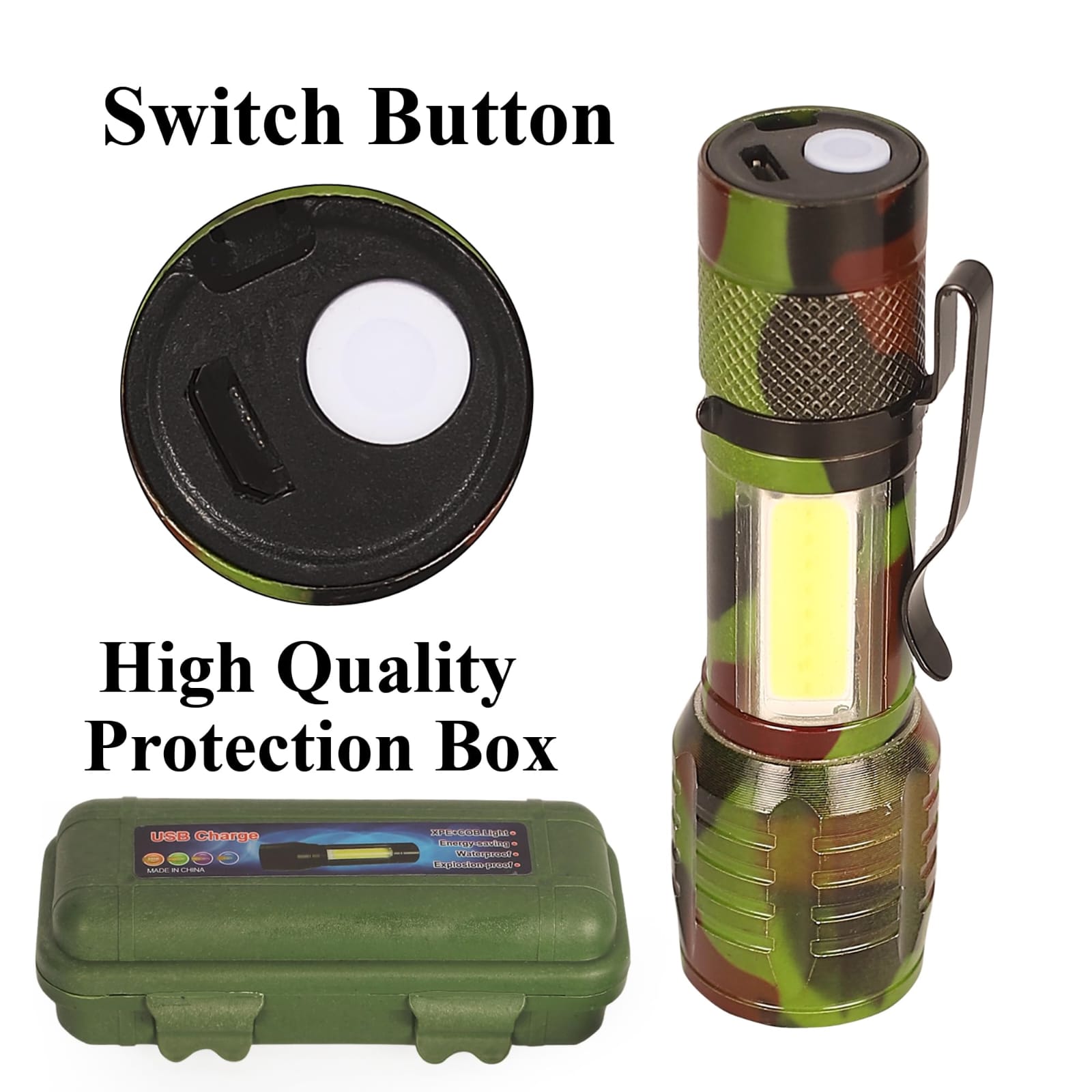 Army Aluminum COB  Tactical Torch Waterproof LED Torch